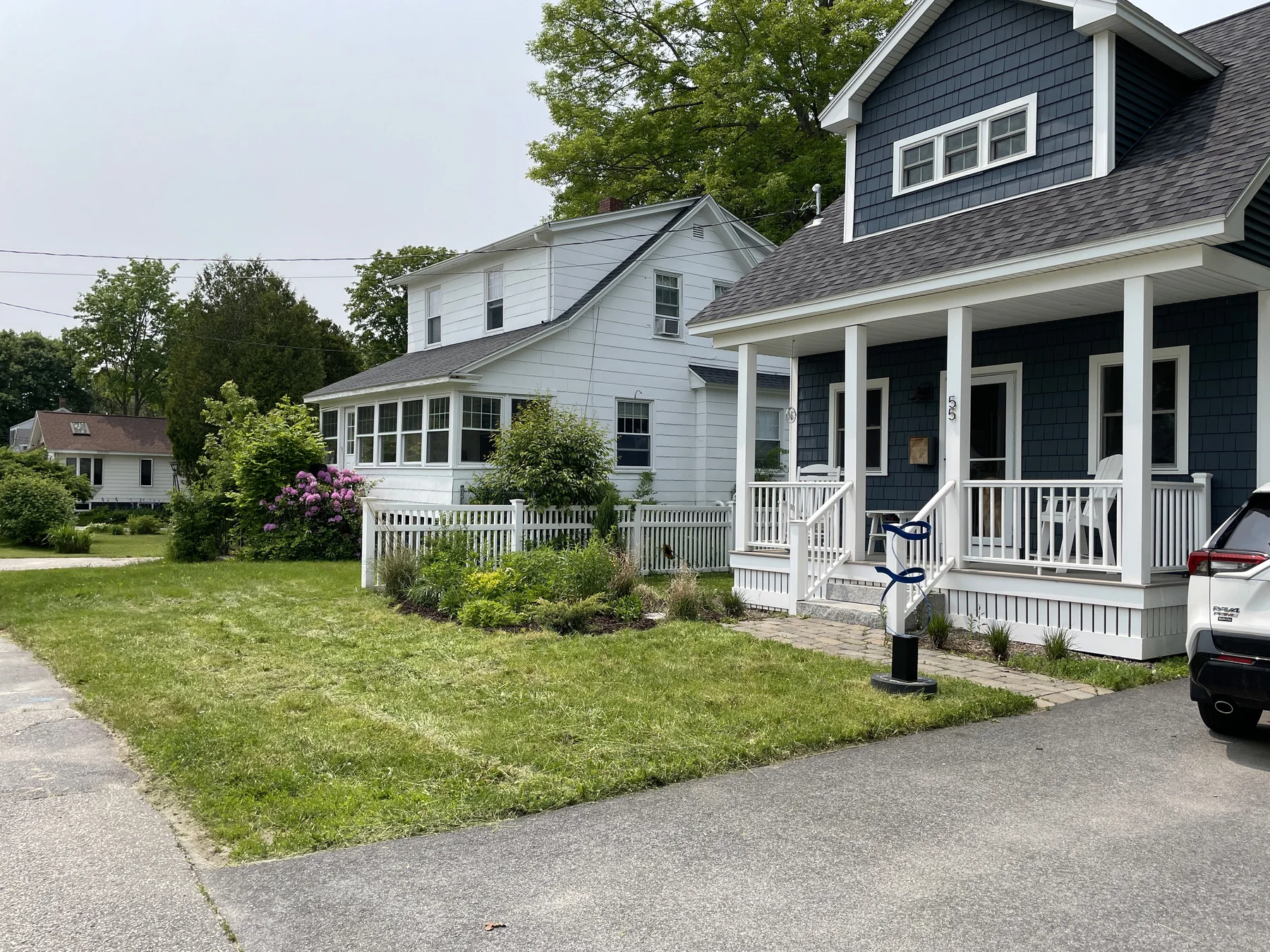 Driveway before landscape cleanup
